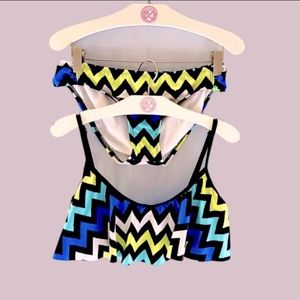 Gianni Bini Chevron Print Ruffle Bikini 2-Piece Swimsuit